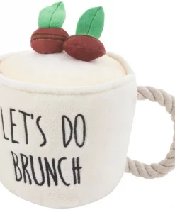 Frisco Brunch Coffee Plush with Rope Squeaky Dog Toy