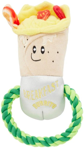 Frisco Brunch Breakfast Burrito Plush with Rope Squeaky Dog Toy 3 Frisco Brunch Breakfast Burrito Plush with Rope Squeaky Dog Toy