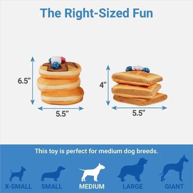 Frisco Brunch Pancake & Waffle Plush Squeaky Dog Toy, 2 count 4 Frisco Brunch Pancake & Waffle Plush Squeaky Dog Toy, 2 count - Image 2