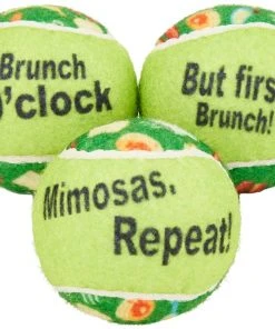 Frisco Brunch Fetch Squeaky Tennis Ball Dog Toy, 3 count