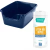 Frisco High Sided Cat Litter Box, Navy, Extra Large 24-in + Frisco Litter Box Cleaning Wipes, 40 count -PetNest Shop 297976 MAIN. SY630 V1621287734