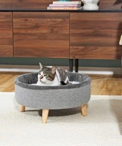 Frisco Modern Round Elevated Cat Bed + Frisco High Sided Cat Litter Box, Navy, Extra Large 24-in -PetNest Shop 297988 PT3. SY630 V1621259858