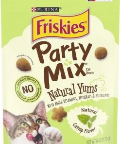 Friskies||Frisco Friskies Party Mix Natural Yums Catnip Flavor Cat Treats, 6-oz bag + Frisco Melamine Dog & Cat Treat Jar with Bamboo Lid, 8 Cups -PetNest Shop 298032 PT1. SY630 V1621270349