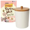 Friskies||Frisco Friskies Party Mix Natural Yums With Real Salmon Cat Treats, 6-oz pouch + Frisco Melamine Dog & Cat Treat Jar with Bamboo Lid, 8 Cups -PetNest Shop 298040 MAIN. SY630 V1623255457