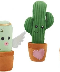 Frisco Cactus Plush Squeaky Dog Toy, 3 count