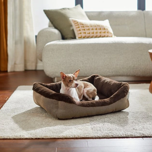 Frisco Herringbone Cuffed Cuddler Dog & Cat Bed 3 Frisco Herringbone Cuffed Cuddler Dog & Cat Bed