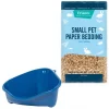 Frisco Corner Litter Box, Navy, X-Small + Small Animal Bedding, Natural