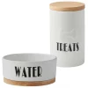 Frisco Ceramic Bowl with Wood Base, 2.5 Cups + Treat Jar, 4 Cups -PetNest Shop 302412 MAIN. SY630 V1623087747