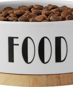Frisco Ceramic Dog & Cat Water + Food Bowl with Wood Base -PetNest Shop 302414 PT5. SY630 V1623084160