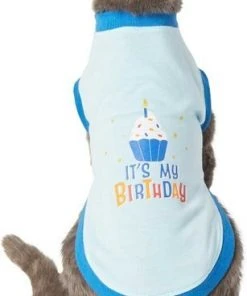 Frisco Confetti Birthday Hat, Small/Medium + Dog & Cat T-Shirt, Blue -PetNest Shop 302442 PT5. SY630 V1623070050