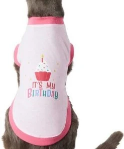 Frisco Confetti Birthday Hat, Small/Medium + Dog & Cat T-Shirt, Pink -PetNest Shop 302446 PT5. SY630 V1623038847