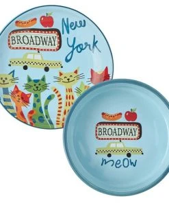 Frisco New York Non-skid Ceramic Dish, 0.50 Cup + Cat Bowl, 1.50 Cups