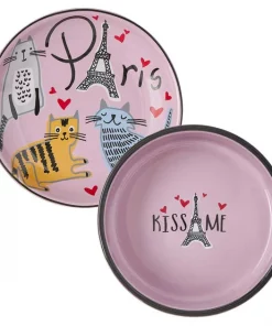 Frisco Paris Non-skid Ceramic Dish, 0.50 Cup + Cat Dish, 1.50 Cup