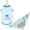 Frisco Birthday Prince Bandana, Medium/Large + Dog & Cat T-Shirt, Blue