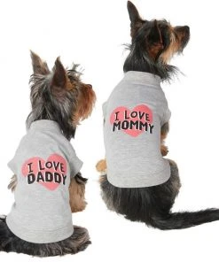 Frisco I Love Daddy + I Love Mommy Dog & Cat T-Shirt, Gray
