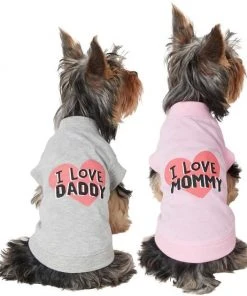 Frisco I Love Daddy + I Love Mommy Dog & Cat T-Shirt, Pink