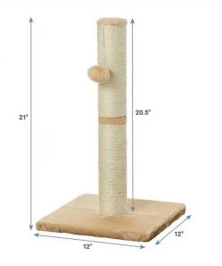 Frisco 21-in Sisal Scratching Post with Toy, Cream + Felt Removable Hood Cave Cat & Dog Covered Bed, Brown -PetNest Shop 303320 PT2. SY630 V1623040368