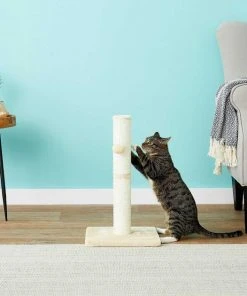 Frisco 21-in Sisal Scratching Post with Toy, Cream + Felt Removable Hood Cave Cat & Dog Covered Bed, Brown -PetNest Shop 303320 PT3. SY630 V1623051757