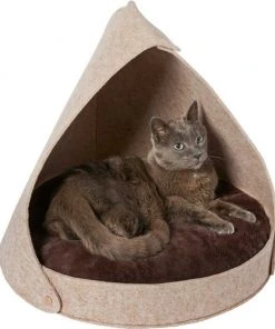 Frisco 21-in Sisal Scratching Post with Toy, Cream + Felt Removable Hood Cave Cat & Dog Covered Bed, Brown -PetNest Shop 303320 PT4. SY630 V1623088352