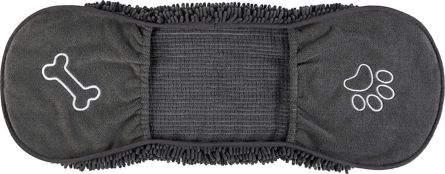 Frisco Microfiber Chenille Shammy Towel + Paw Print Mat, Gray, Large 4 Frisco Microfiber Chenille Shammy Towel + Paw Print Mat, Gray, Large - Image 2