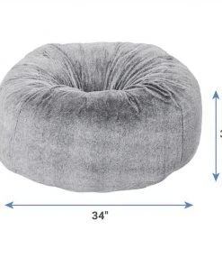 Frisco Plush Pouf Pillow Bed, Large + Marble Print Stainless Steel Double Elevated Dog Bowl, 3 Cups, Gold Stand -PetNest Shop 303534 PT2. SY630 V1625177268