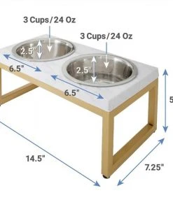 Frisco Plush Pouf Pillow Bed, Large + Marble Print Stainless Steel Double Elevated Dog Bowl, 3 Cups, Gold Stand -PetNest Shop 303534 PT7. SY630 V1625175763