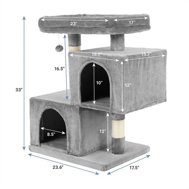 Frisco Self Warming Bolster Round Bed, Gray + 33-in Faux Fur Cat Tree & Condo, Gray 8 Frisco Self Warming Bolster Round Bed, Gray + 33-in Faux Fur Cat Tree & Condo, Gray - Image 6