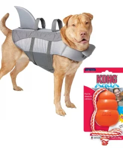 Frisco||KONG Frisco Shark Life Jacket + KONG Aqua Dog Toy, Large