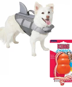 Frisco||KONG Frisco Shark Life Jacket + KONG Aqua Dog Toy, Medium