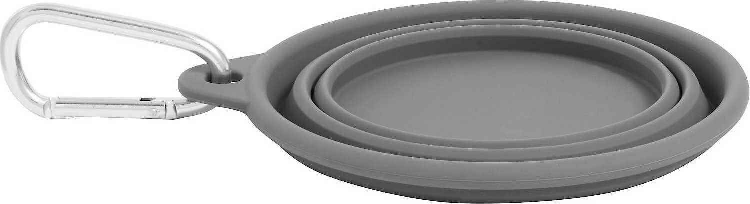 Frisco Silicone Collapsible Travel Bowl with Carabiner, Gray, 1.5 Cups + Pet Toy & Bowl Cleaning Wipes 6 Frisco Silicone Collapsible Travel Bowl with Carabiner, Gray, 1.5 Cups + Pet Toy & Bowl Cleaning Wipes - Image 4