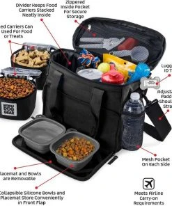 Mobile Dog Gear||Frisco Mobile Dog Gear Week Away Tote Travel Bag, Black, Medium/Large + Frisco Hypoallergenic Grooming Wipes with Aloe for Dogs & Cats, Unscented, 50 count -PetNest Shop 303696 PT2. SY630 V1623068247