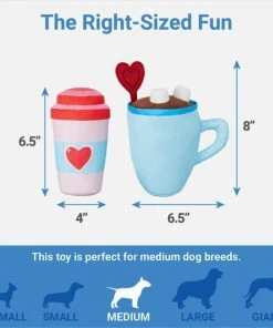 Frisco Coffee for Two Ballistic Nylon Plush Squeaky Dog Toy, 2 count -PetNest Shop 312897 PT1. SY630 V1640284906