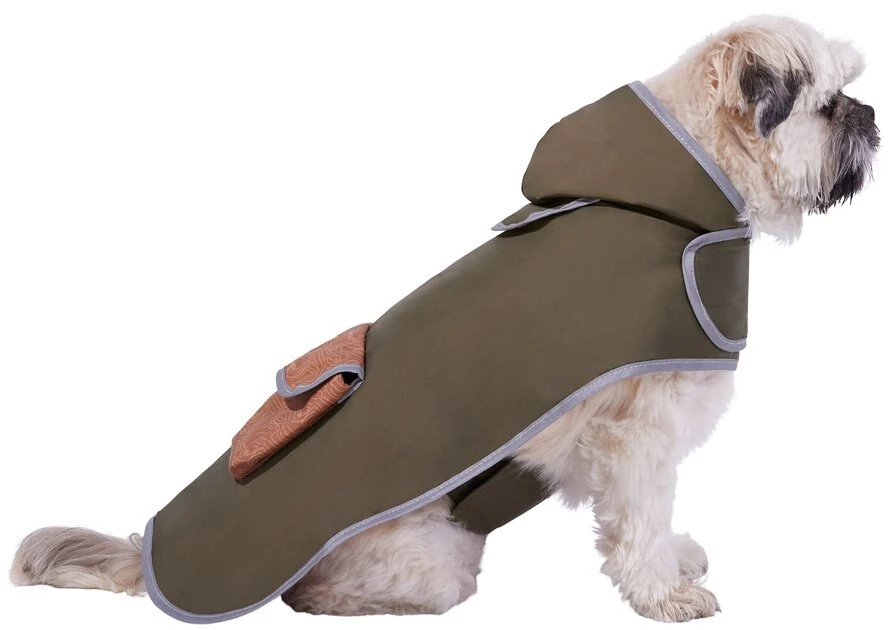 Frisco Olive Reversible Packable Dog Raincoat 3 Frisco Olive Reversible Packable Dog Raincoat
