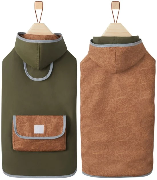 Frisco Olive Reversible Packable Dog Raincoat 6 Frisco Olive Reversible Packable Dog Raincoat - Image 4