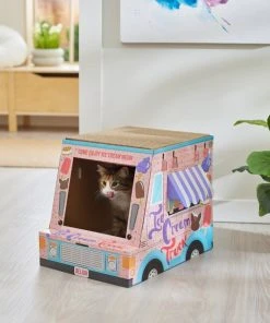 Frisco Ice Cream Truck Cardboard Cat House, 2-Story -PetNest Shop 317729 PT3. SY630 V1642099451