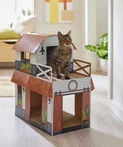 Frisco Farmhouse Cardboard Cat House, 2-Story -PetNest Shop 317733 PT3. SY630 V1642099365