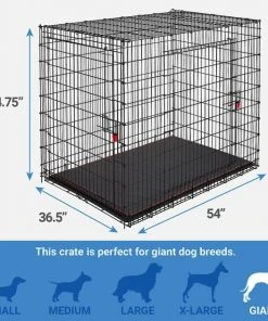 Frisco XX-Large Heavy Duty Enhanced Lock Double Door Wire Dog Crate, Fold & Carry Wire Dog Crate & Mat Kit, 54" -PetNest Shop 318116 PT1. SY630 V1634591594