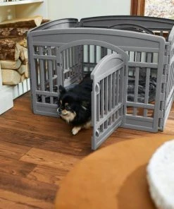 Frisco 4-Panel Plastic Exercise Playpen, Gray + Dog Training & Potty Pads, 22 x 23-in, 150 count, Unscented -PetNest Shop 318958 PT4. SY630 V1630365068