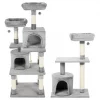 Frisco 61-in Faux Fur Tree & Condo, Gray + 38-in Cat Tree & Condo, Top Perch & Toy, Gray -PetNest Shop 318964 MAIN. SY630 V1630360923