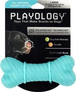 Frisco||Playology Frisco Fetch Squeaking Colorful Tennis Ball, 3-Pack + Playology All Natural Dual Layer Bone Dog Toy, Large, Peanut Butter Scented -PetNest Shop 319022 PT4. SY630 V1630553211