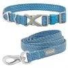 Frisco Outdoor Heathered Nylon Collar, River Blue, Medium - Neck: 14-20-in, Width: 3/4-in + Dog Leash, River Blue, Medium - Length: 6-ft, Width: 3/4-in