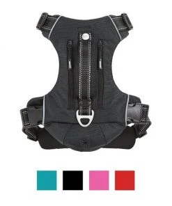 Frisco Outdoor Premium Ripstop Nylon Harness with Pocket, Midnight Black, XL - Girth: 32-44-in + Reflective Comfort Padded Dog Collar, Midnight Black, LG, Neck: 18 -26-in, Width: 1-in -PetNest Shop 319304 PT1. SY630 V1631138185