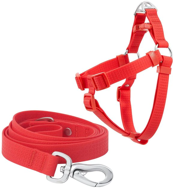 Frisco Outdoor Solid Textured Waterproof Stink Proof PVC Harness, Sunset Orage, Large, Neck: 19 to 27-in, Girth: 23 to 36-in + Dog Leash, Sunset Orange, LG - Length: 6-ft, Width: 1-in 3 Frisco Outdoor Solid Textured Waterproof Stink Proof PVC Harness, Sunset Orage, Large, Neck: 19 to 27-in, Girth: 23 to 36-in + Dog Leash, Sunset Orange, LG - Length: 6-ft, Width: 1-in