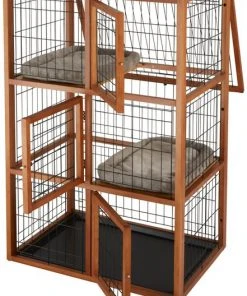 Frisco Collapsible Wood & Wire Cat Cage Playpen, 3 Level -PetNest Shop 323215 PT3. SY630 V1645497221