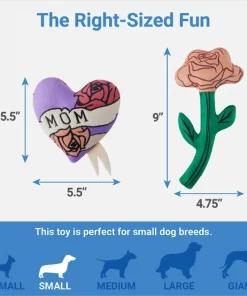 Frisco Mother's Day Rose & Heart Plush Squeaky Dog Toy, 2 count -PetNest Shop 327033 PT1. SY630 V1647618087