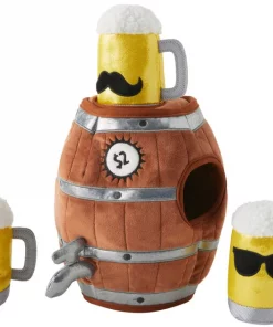 Frisco Beer & Keg Plush Squeaky Dog Toy, 4 count