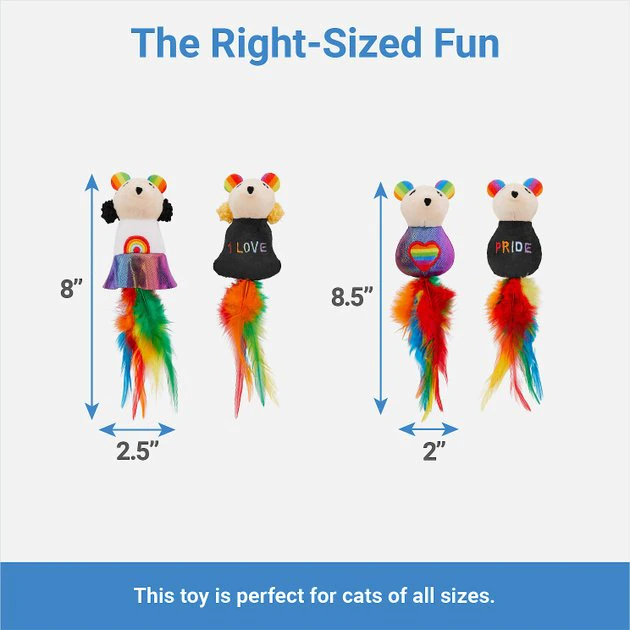 Frisco Pride Mice Plush Cat Toy with Silvervine, 4 count 4 Frisco Pride Mice Plush Cat Toy with Silvervine, 4 count - Image 2