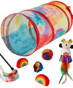 Frisco Pride Plush, Teaser, Ball, Tunnel Variety Pack Cat Toy with Catnip, 10 count